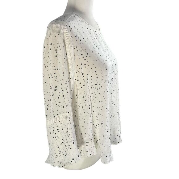 IRO Silk Medium Blouse Women's Sz 4-6 White w Black Abstract Dots Gwen Size 36 F - Picture 2 of 14